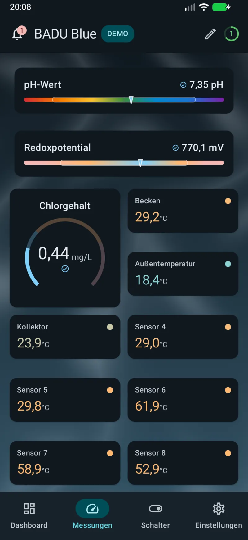 PoolPilot – Messungen (BADU Blue) auf Android