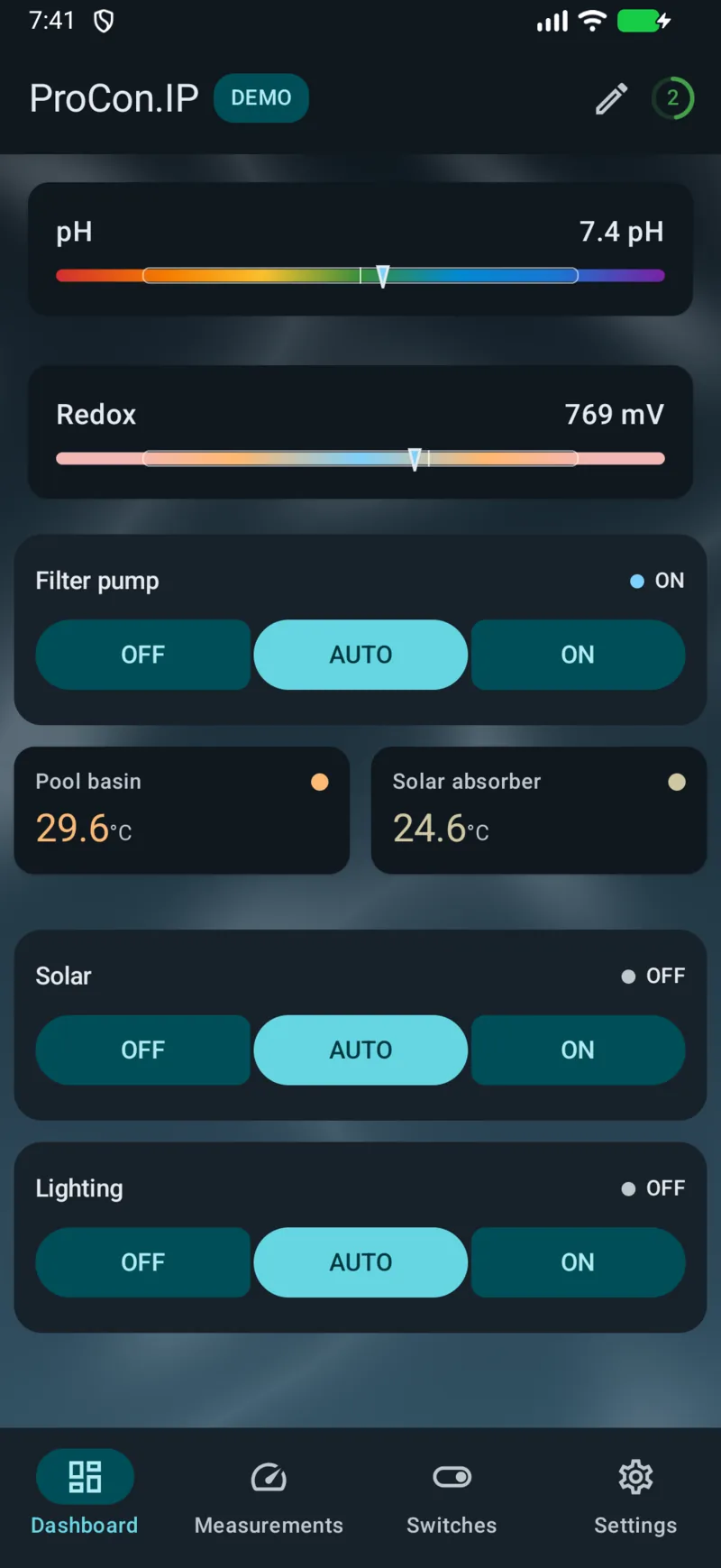 PoolPilot — Dashboard (ProCon.IP) on Android