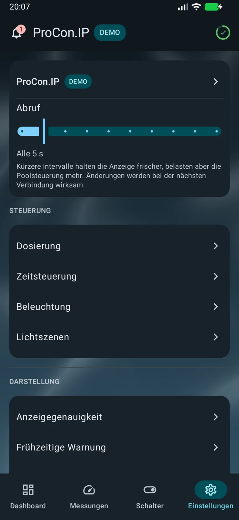 PoolPilot – Einstellungen (ProCon.IP) auf Android