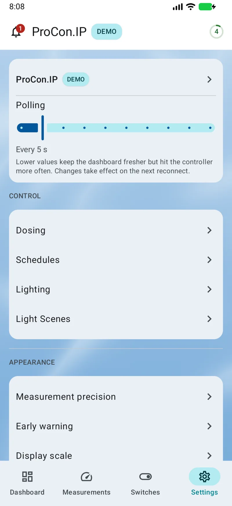 PoolPilot — Settings (ProCon.IP) on Android