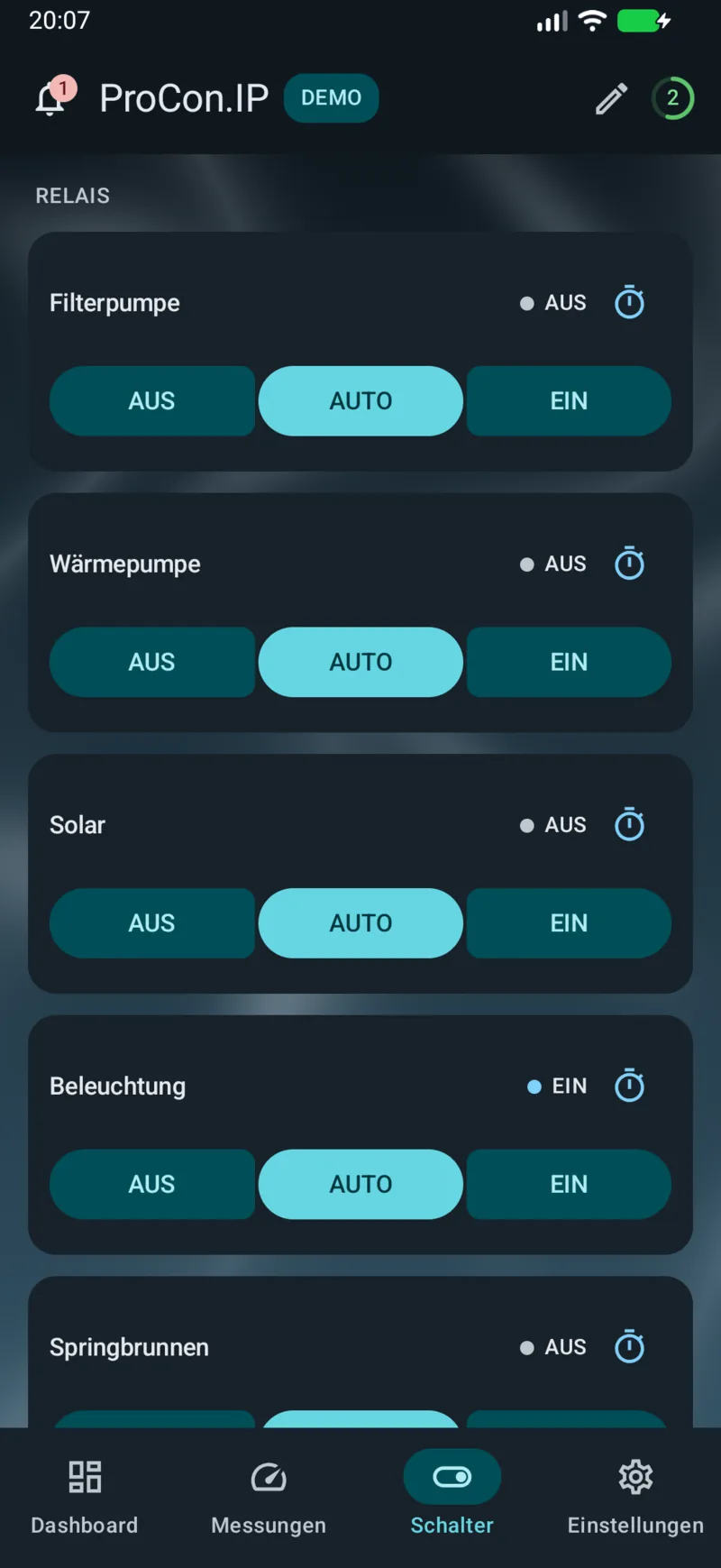 PoolPilot – Schalter (ProCon.IP) auf Android