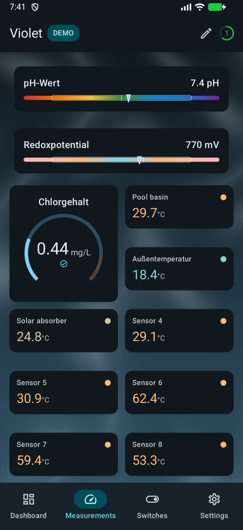 PoolPilot — Measurements (VIOLET) on Android